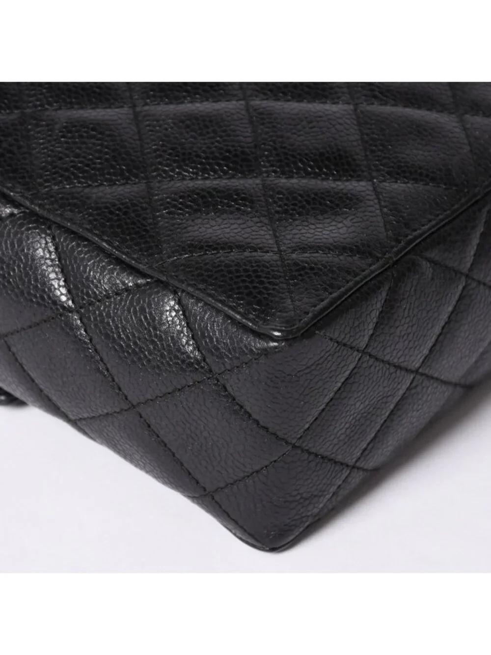 Chanel Shoulder Bag CC Logo Caviar Leather Black Quilted Gold